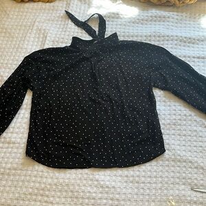 Niko & black & white polka dot long sleeve lightweight blouse